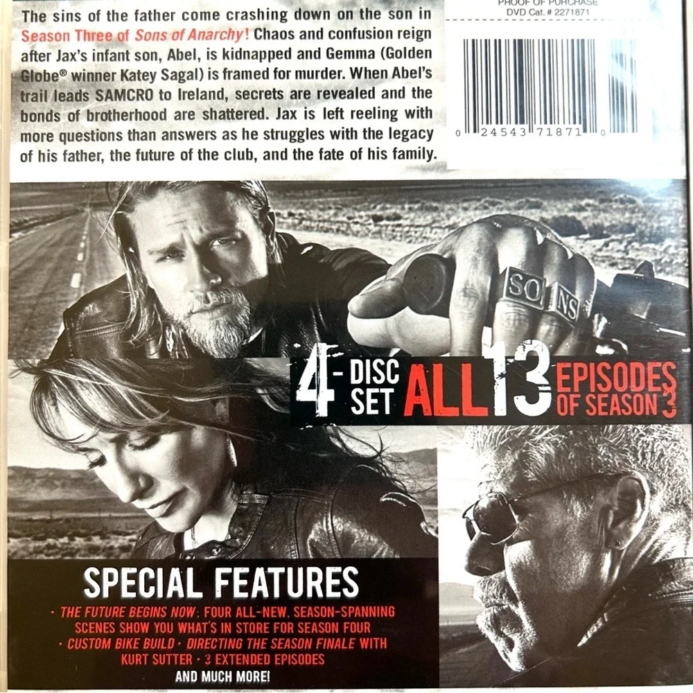 SONS OF ANARCHY Season 3 - DVD - Charlie Hunnam and Ron Perlman - Picture 5 of 12